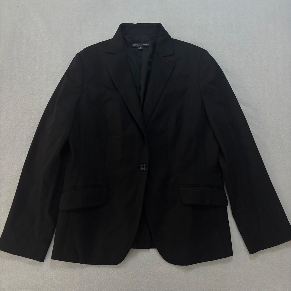 Brooks Brothers 346 Women's Black Single Button Blazer Jacket Size 14